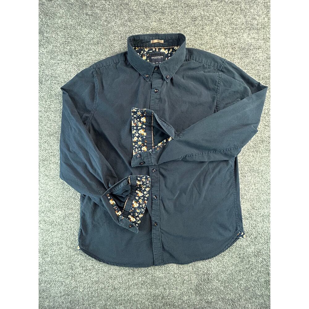 Denim & Flower Ricky Singh Men's Large Navy Micro Dot Button Down Shirt